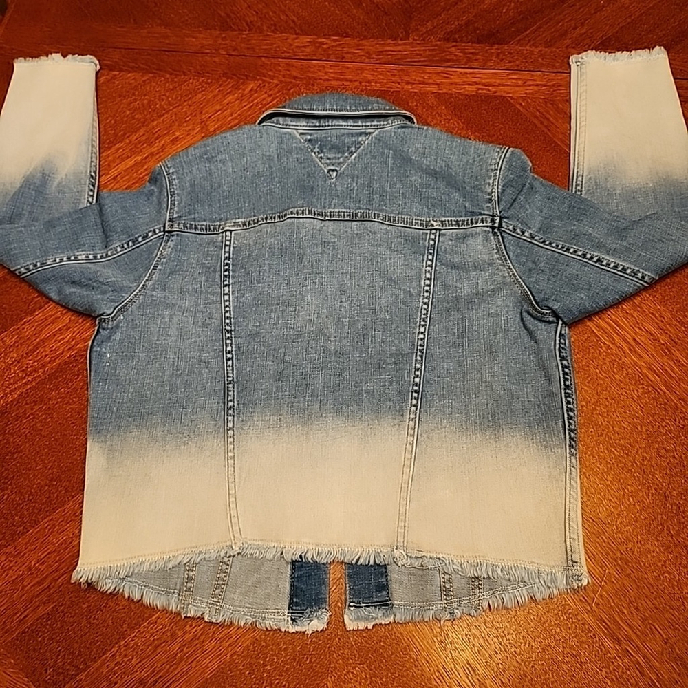 Tommy Hilfiger Women's Bleached Denim Jacket Y2K Size Small A1 - Picture 6 of 6